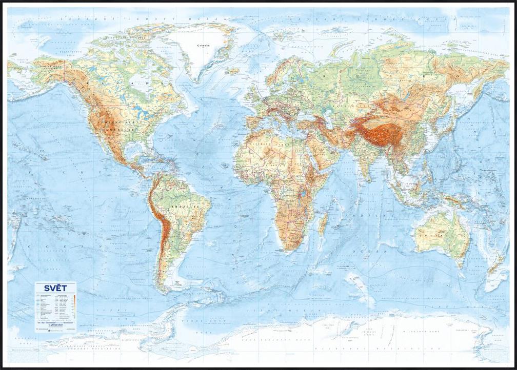 Zeměpisná nástěnná mapa světa v češtině EX22
