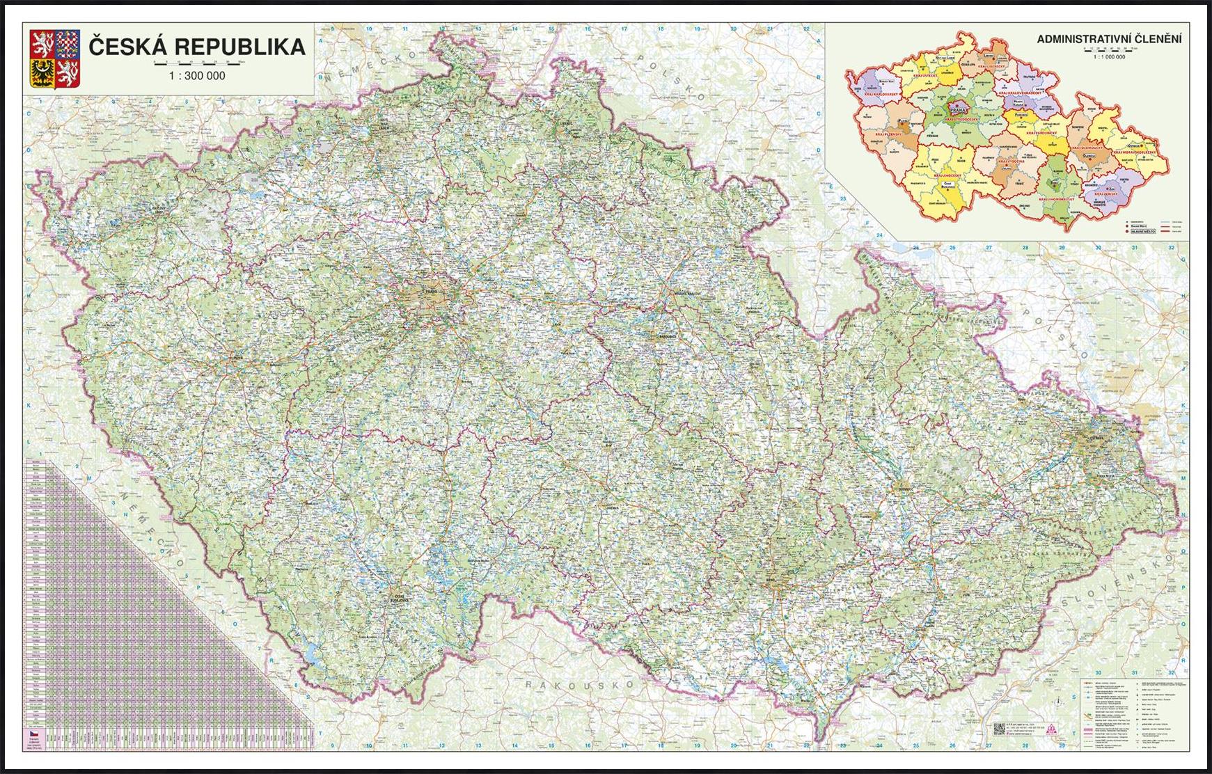 Silniční nástěnná mapa ČR PF300