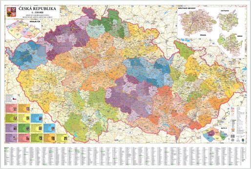 Administrativní nástěnná mapa krajů ČR EX350