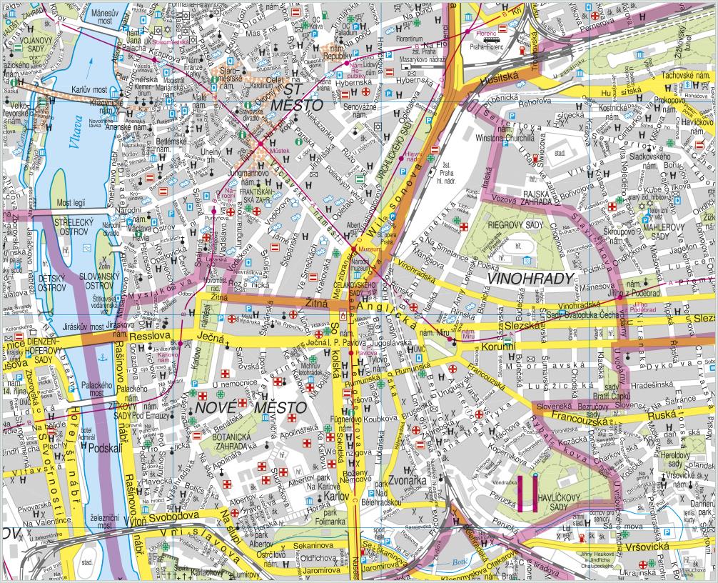 Nástěnná mapa Praha v rámu - výprodej