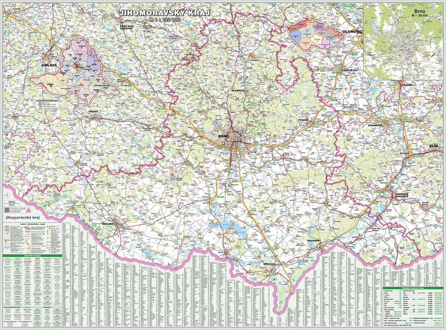 Nástěnná mapa Jihomoravský kraj PF130