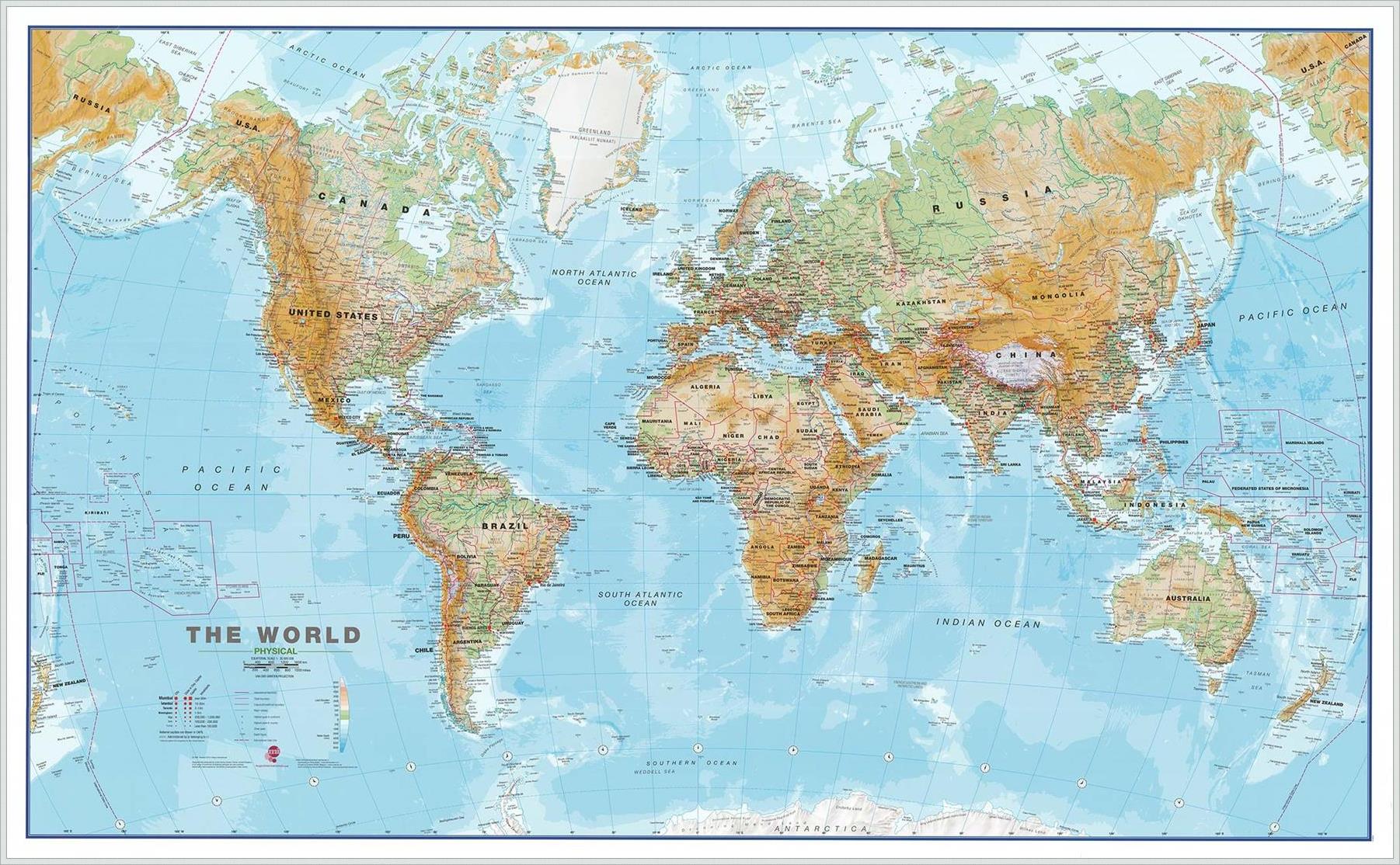 Fyzická nástěnná mapa světa CE30