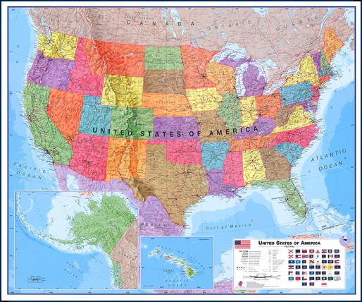 Politická nástěnná mapa USA
