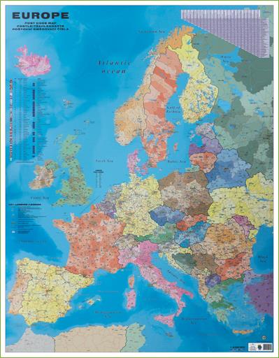 Spediční nástěnná mapa PSČ Evropy EX2640