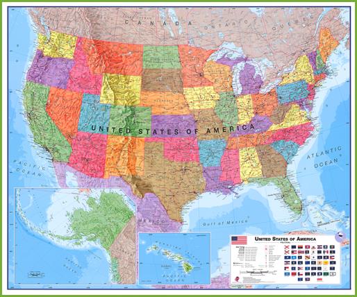 Politická nástěnná mapa USA