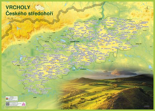 Stírací nástěnná mapa vrcholů Českého středohoří