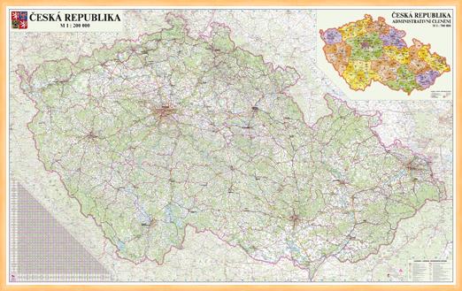 Silniční nástěnná mapa ČR PF200