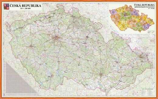 Silniční nástěnná mapa ČR PF200
