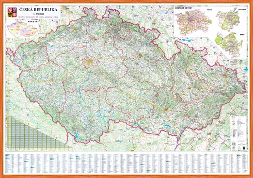 Silniční nástěnná mapa ČR EX250