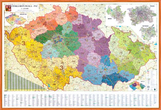 Nástěnná mapa PSČ České republiky EX250