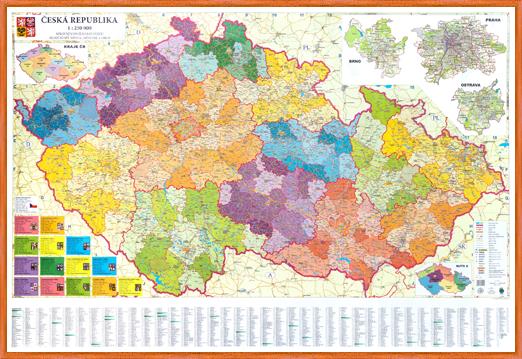 Administrativní nástěnná mapa krajů ČR EX250