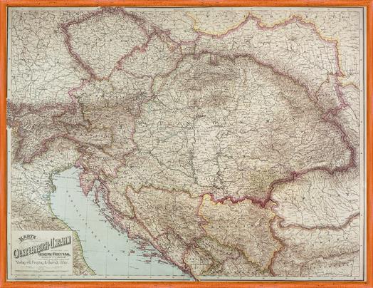 Historická nástěnná mapa Rakousko-Uherska velká