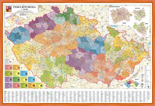 Administrativní nástěnná mapa krajů ČR EX350