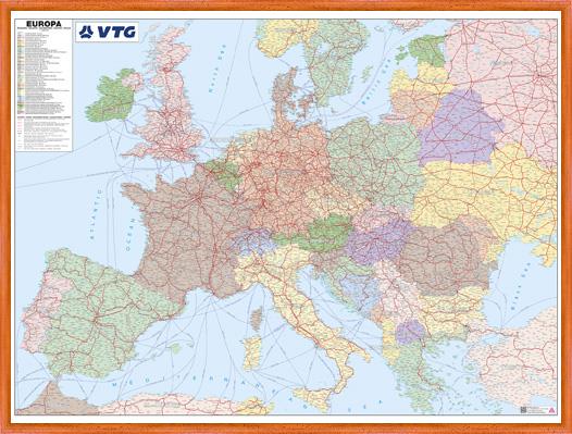 Železniční nástěnná mapa Evropy PF2690