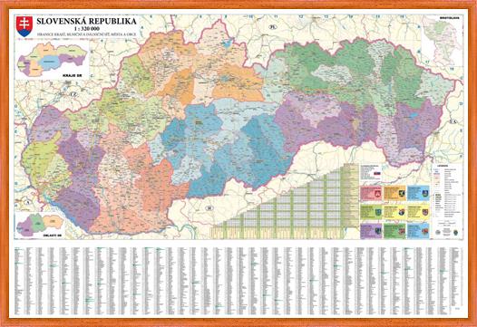Administrativní nástěnná mapa Slovenska 