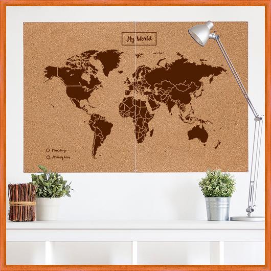 Korková mapa světa XXL hnědá