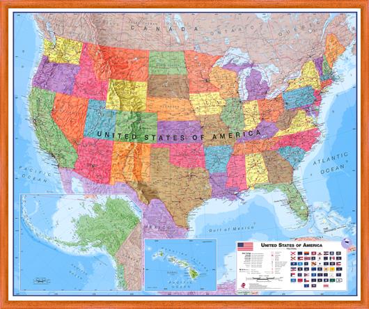 Politická nástěnná mapa USA

