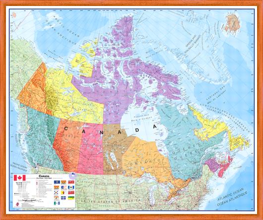 Politická nástěnná mapa Kanady

