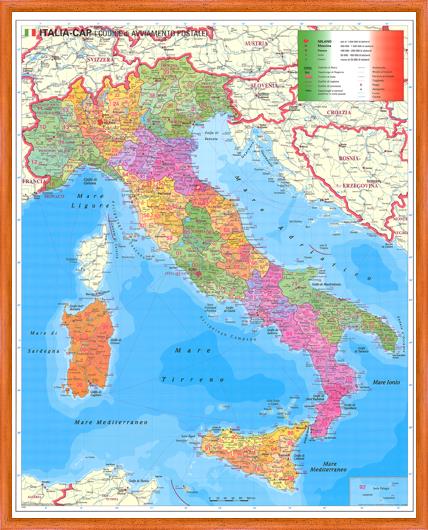Spediční nástěnná mapa PSČ Itálie