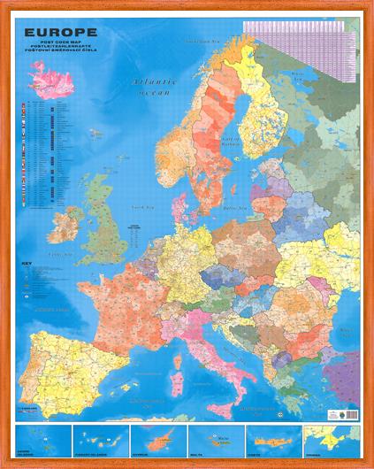 Spediční nástěnná mapa PSČ Evropy EX3650