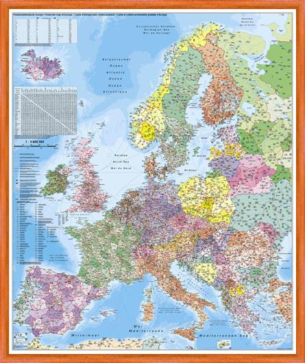 Spediční nástěnná mapa PSČ Evropy