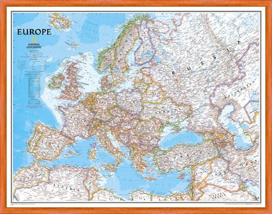 Politická nástěnná mapa Evropy modrá NG5420