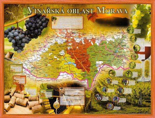 Vinařská nástěnná mapa Moravy