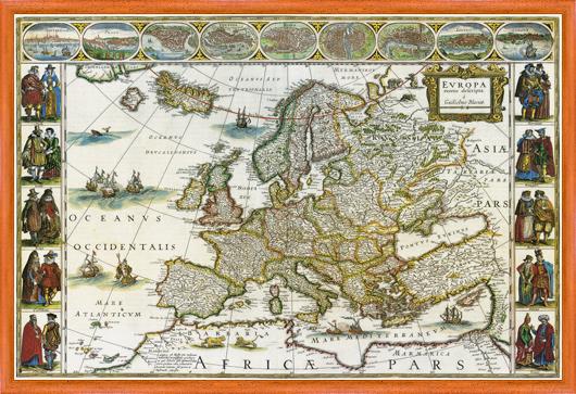 Historická nástěnná mapa Evropy