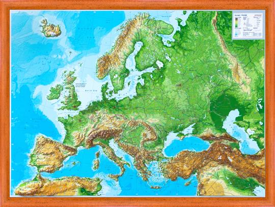 Plastická mapa Evropy