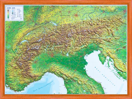 Plastická mapa Alpy
