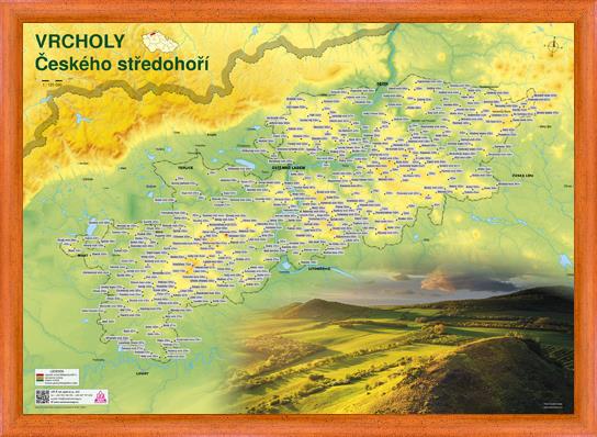 Stírací nástěnná mapa vrcholů Českého středohoří