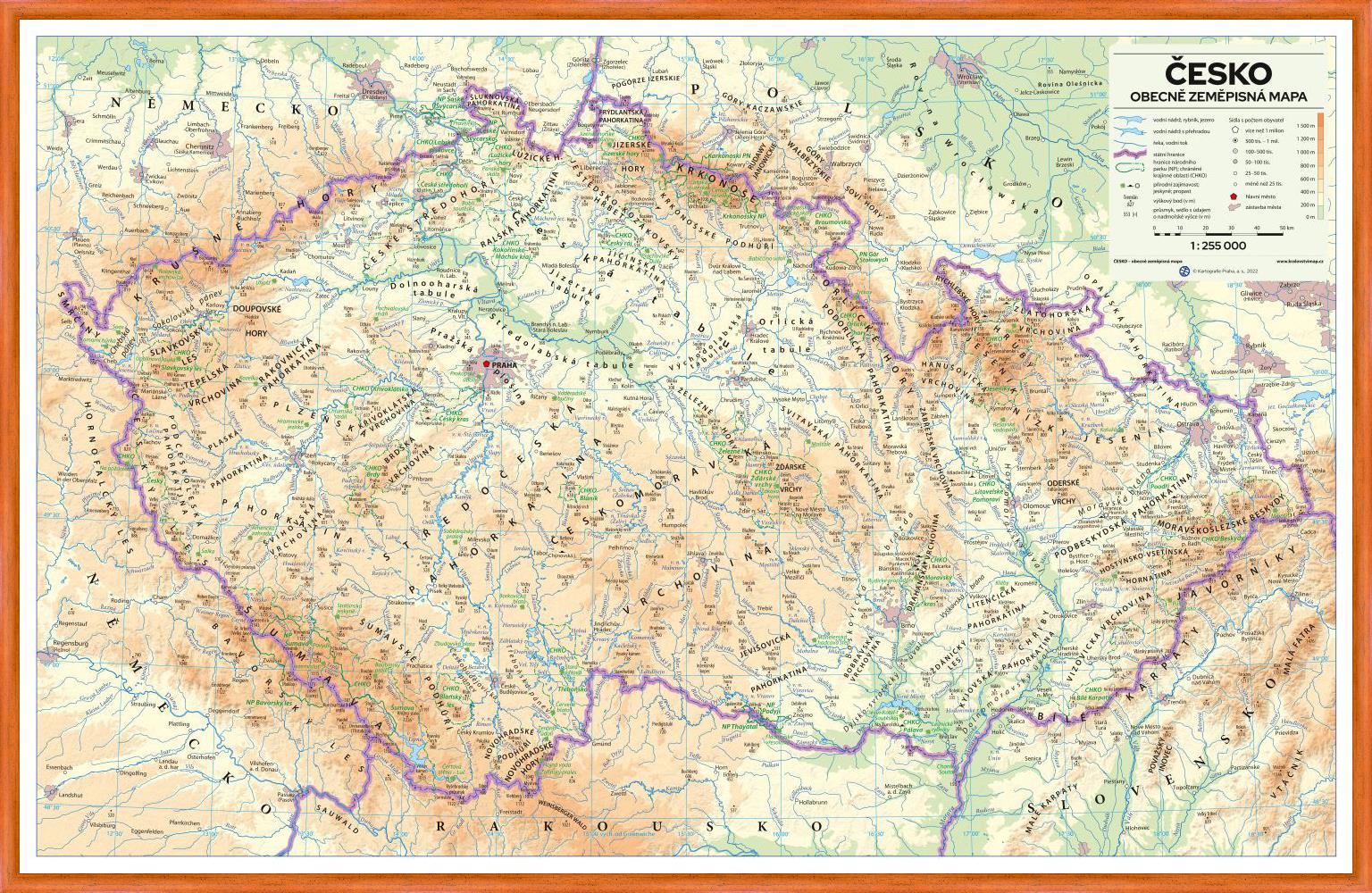Nástěnná mapa České republiky – zeměpisná EX