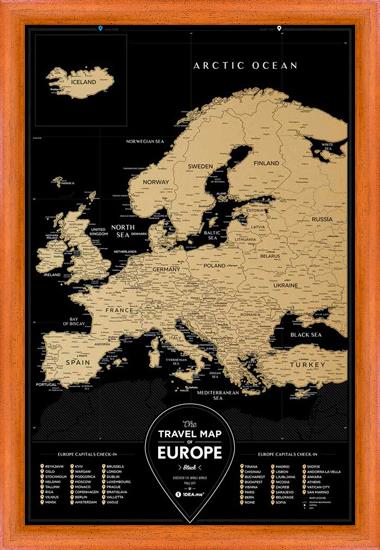 Stírací mapa Evropy Travel Map Black Europe