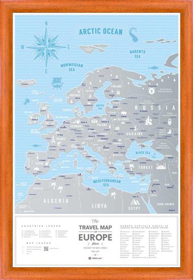 Stírací mapa Evropy Travel Map Silver Europe