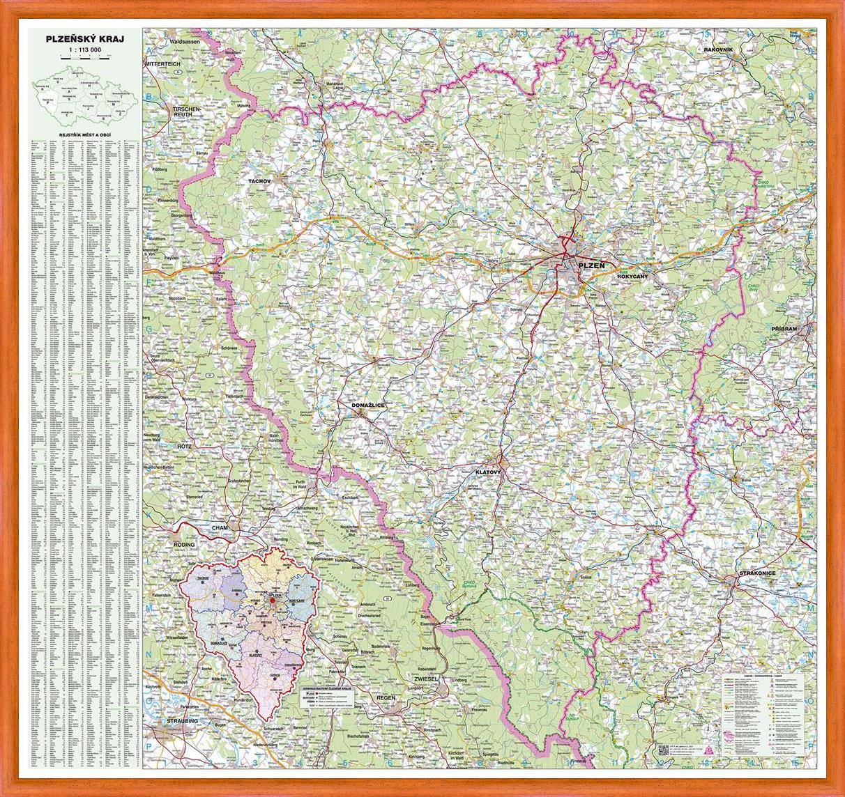 Nástěnná mapa Plzeňský kraj (PF)