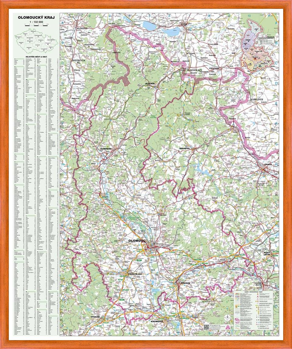 Nástěnná mapa Olomoucký kraj (PF)