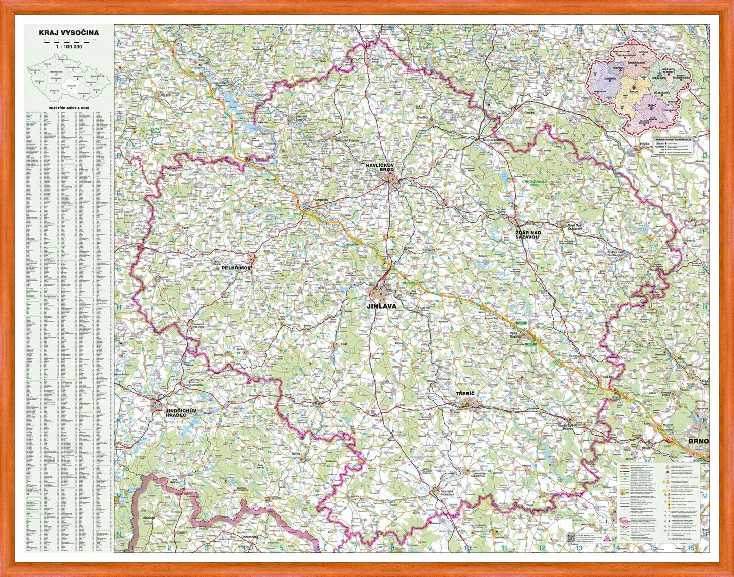 Nástěnná mapa Kraj Vysočina (PF)