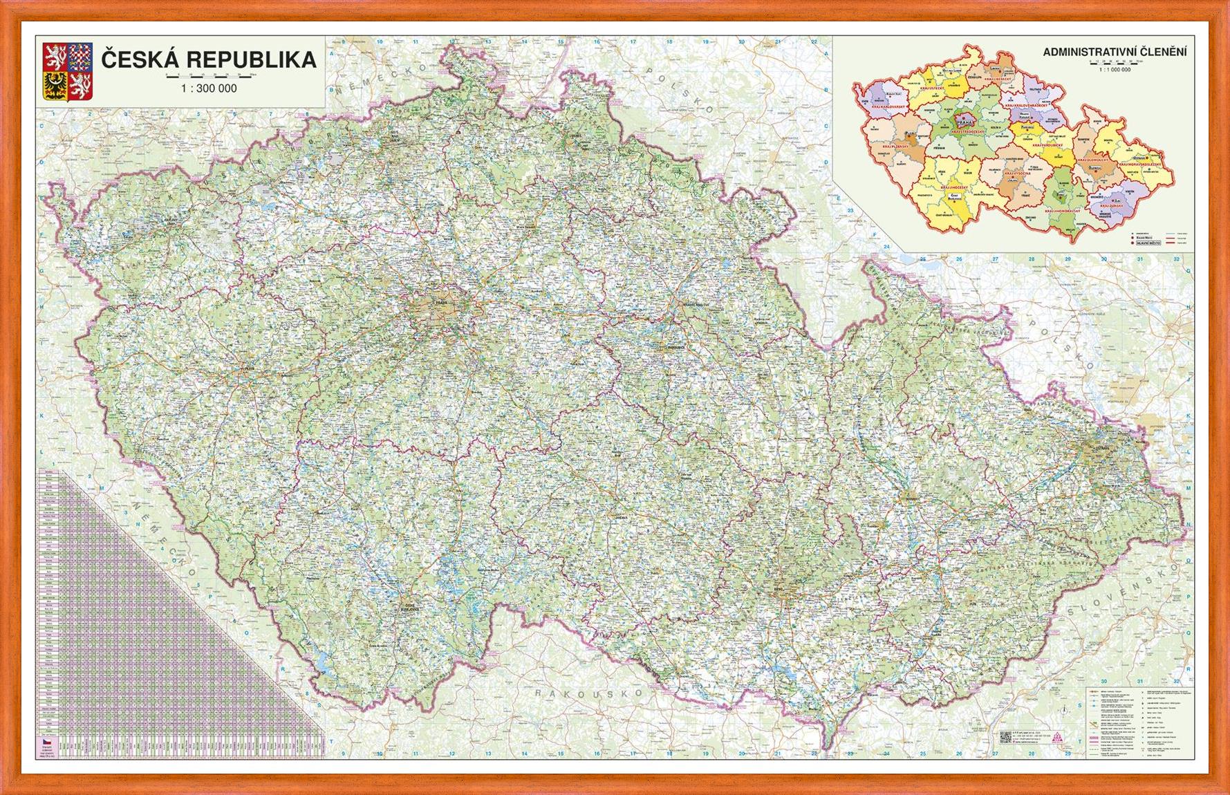 Silniční nástěnná mapa ČR PF300