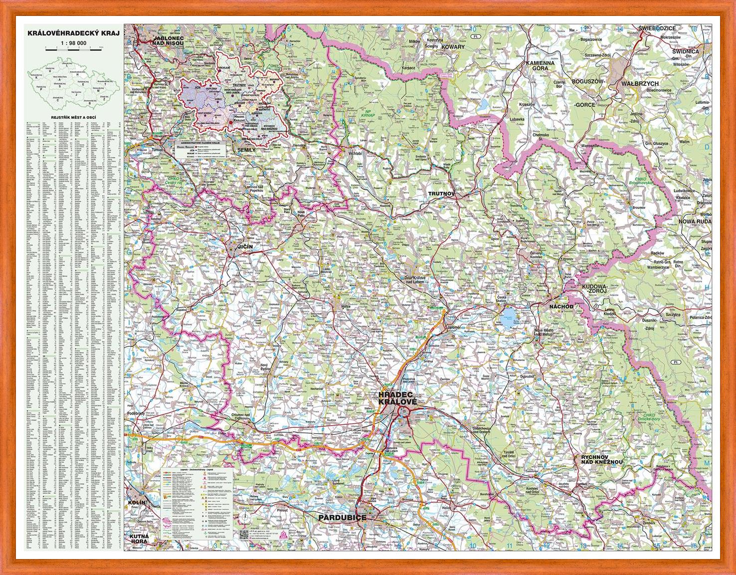 Nástěnná mapa Královéhradecký kraj (PF)