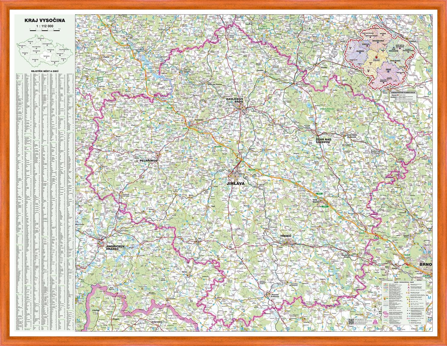 Nástěnná mapa Kraj Vysočina (PF)