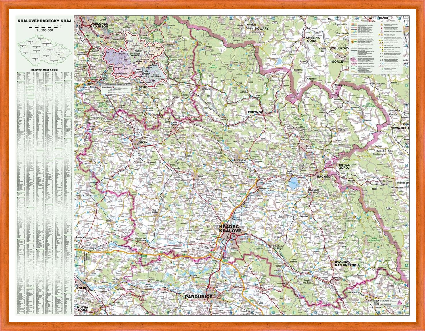 Nástěnná mapa Královéhradecký kraj (PF)