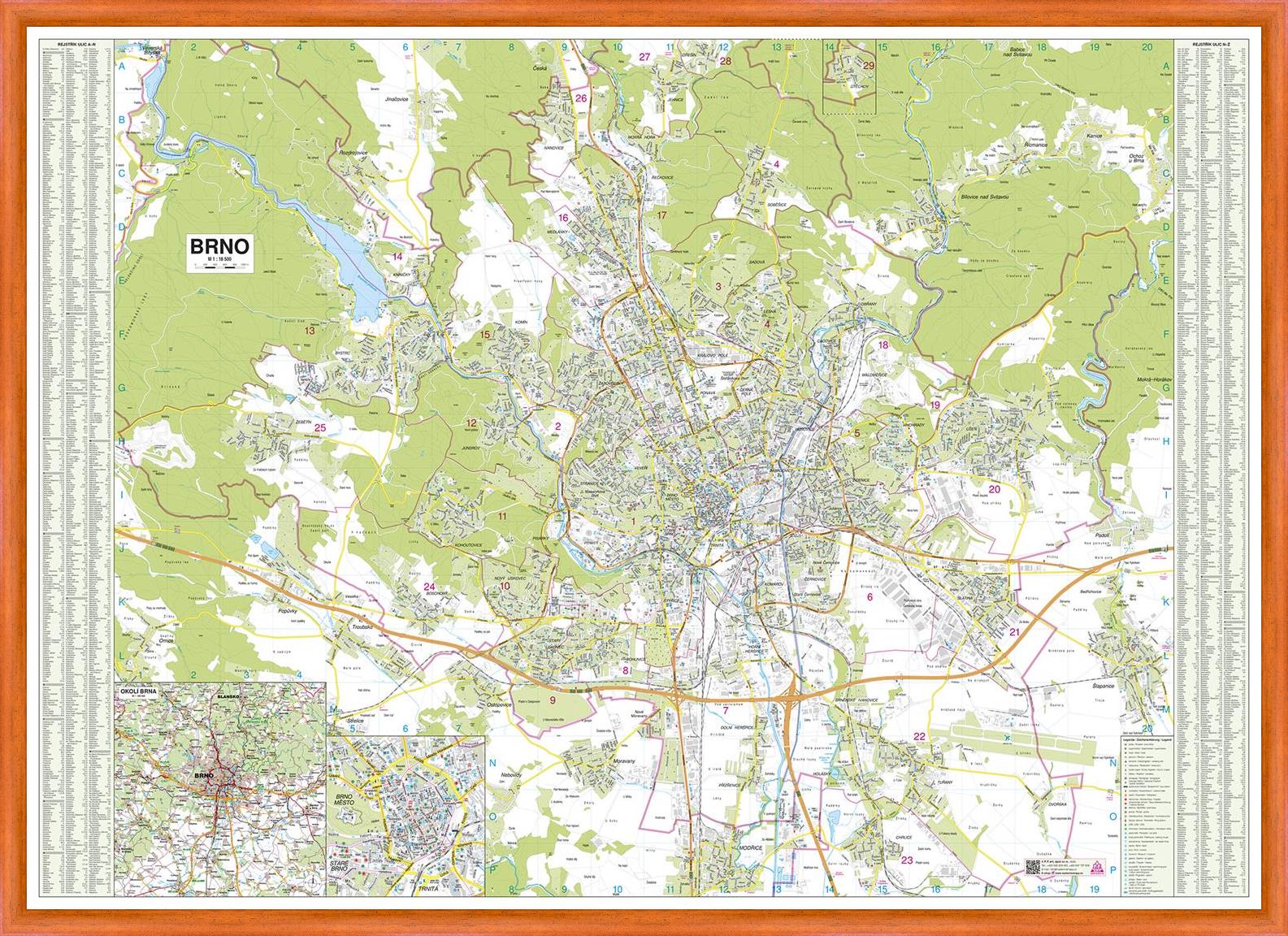 Nástěnná mapa Brno