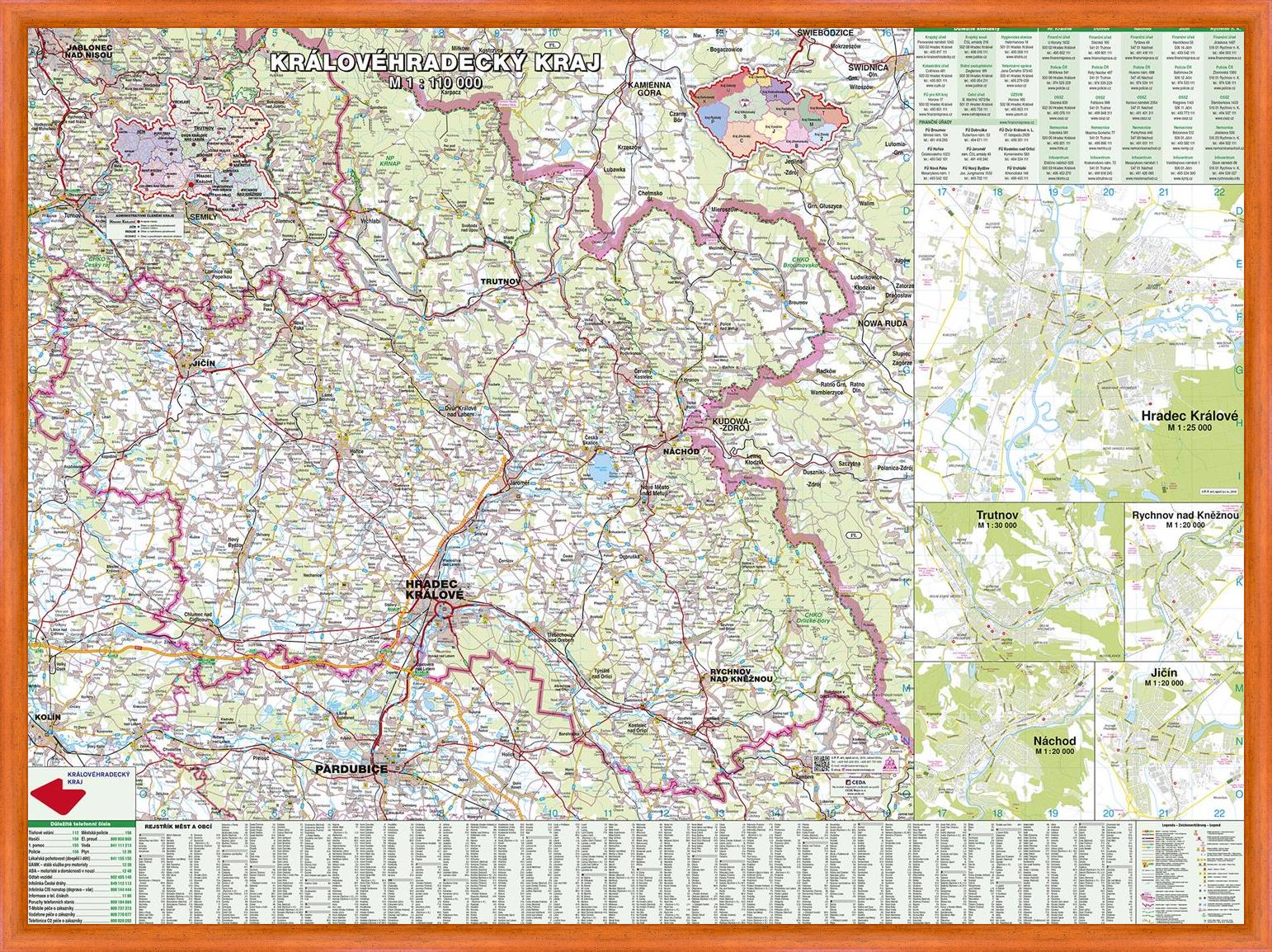 Nástěnná mapa Královéhradecký kraj