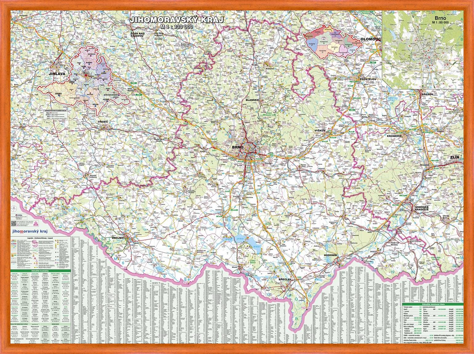 Nástěnná mapa Jihomoravský kraj PF130
