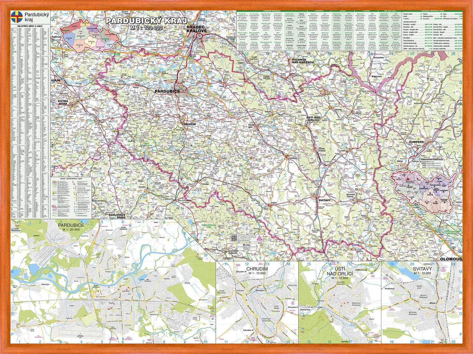 Nástěnná mapa Pardubický kraj PF120

