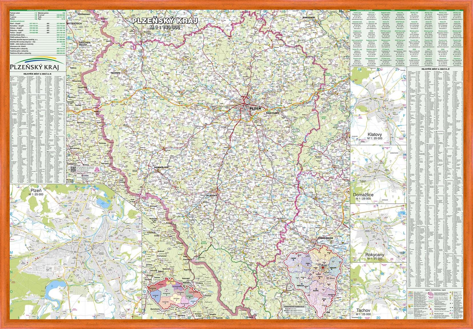 Nástěnná mapa Plzeňský kraj PF