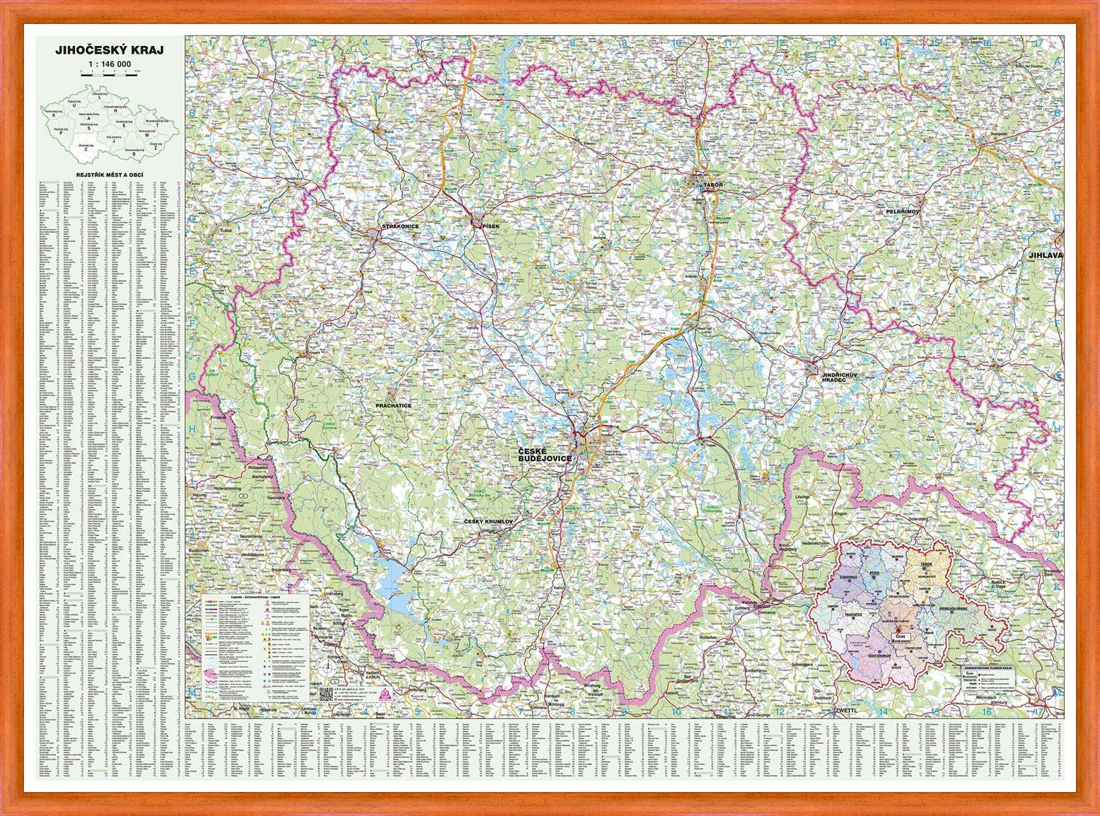 Nástěnná mapa Jihočeský kraj (PF)