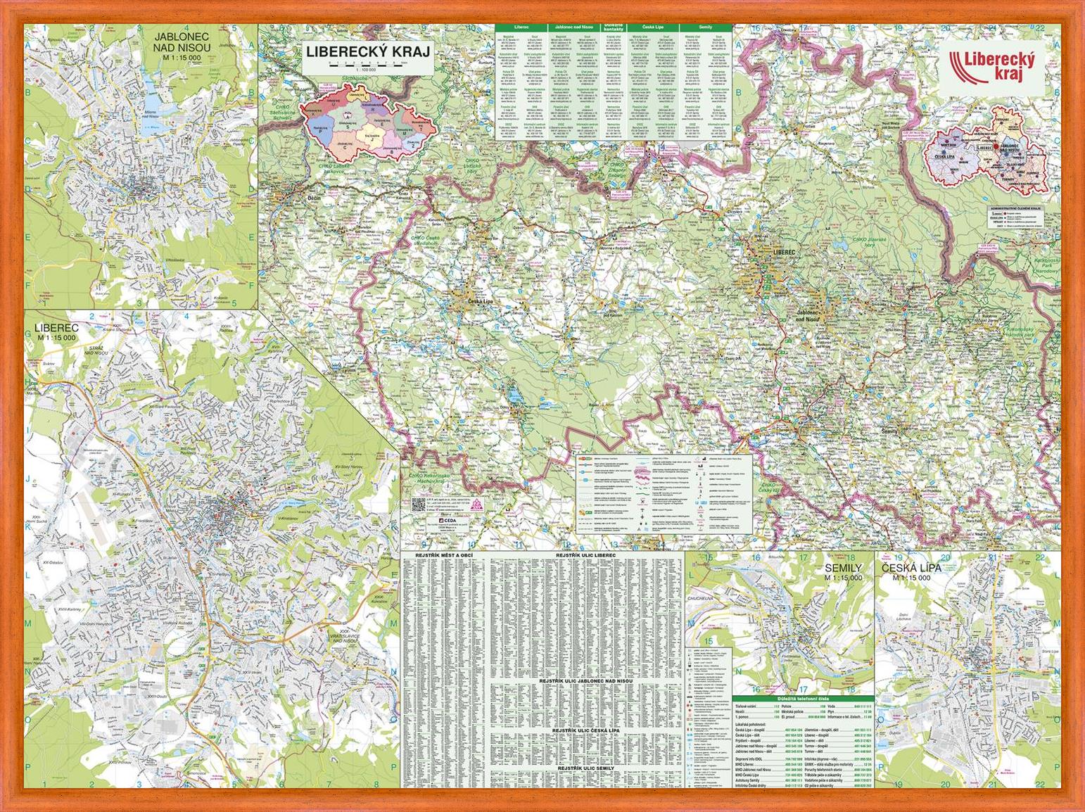 Nástěnná mapa Liberecký kraj PF100


