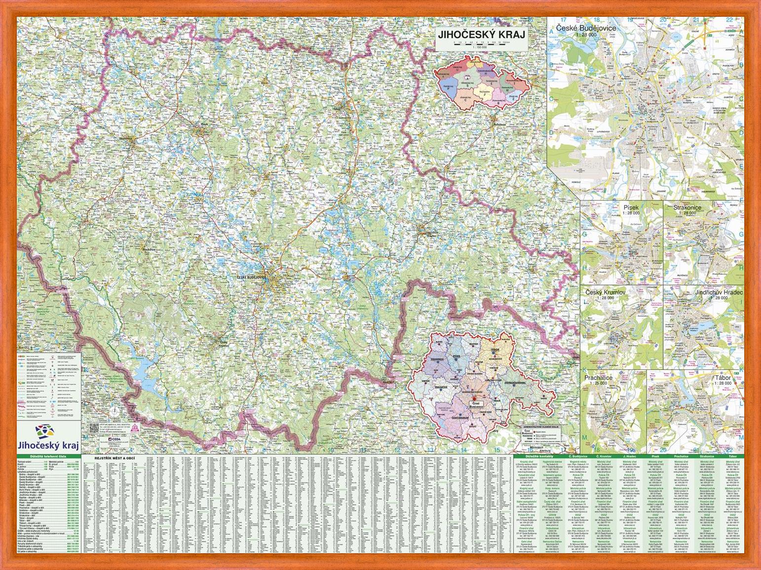 Nástěnná mapa Jihočeský kraj PF150

