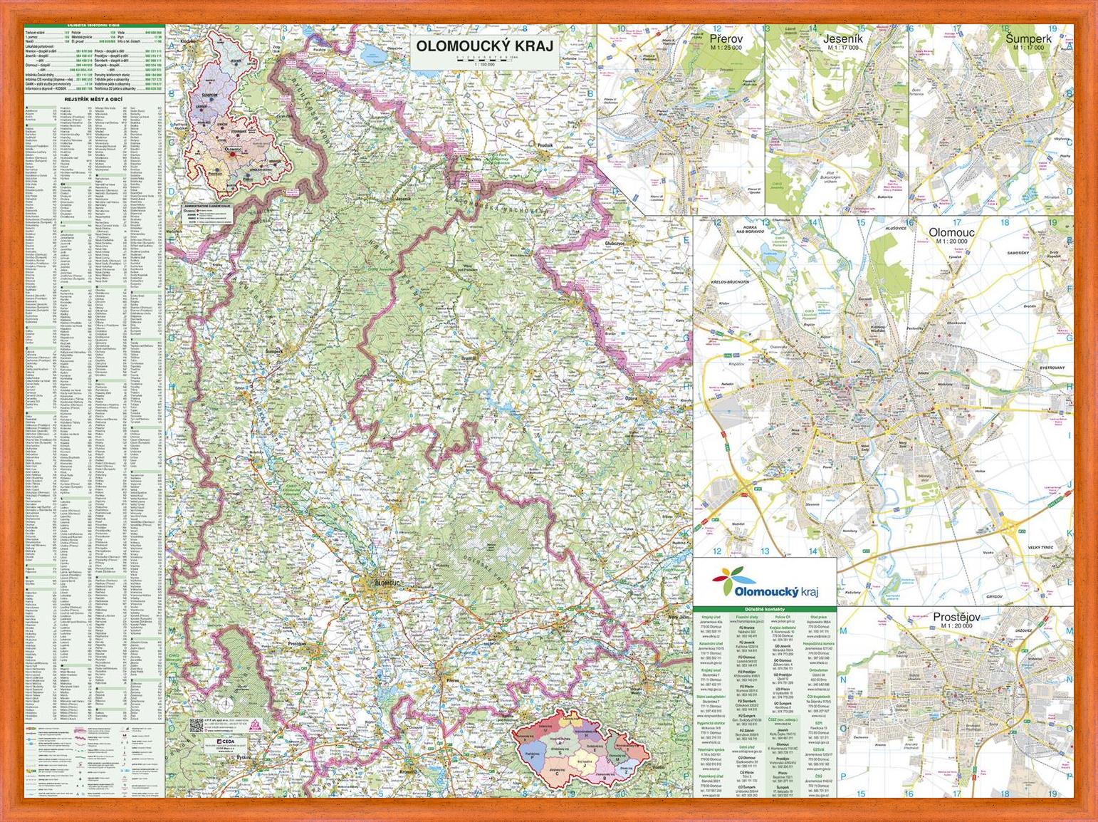 Nástěnná mapa Olomoucký kraj PF150

